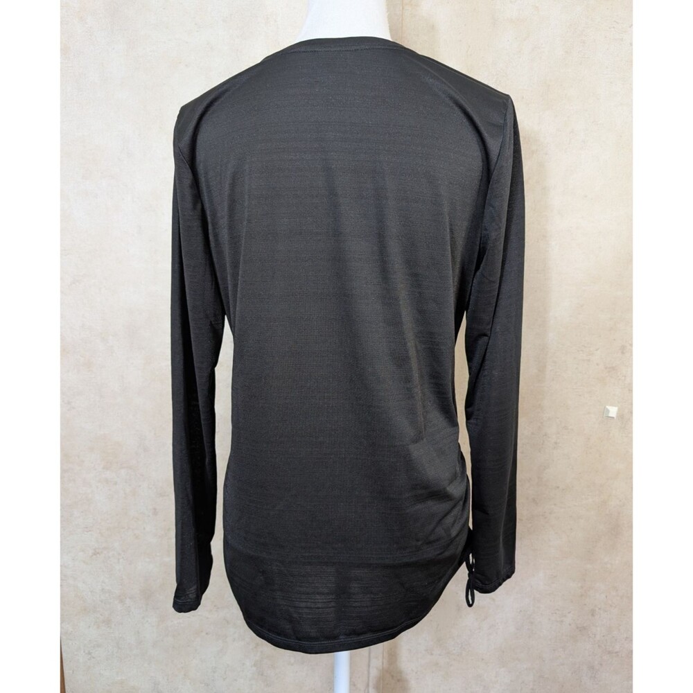 Danskin Now Top Womens L Black Long Sleeve Cinched Side Athleisure Pullover - Picture 2 of 7